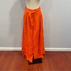 L'AGENCE Fabianna Belted Maxi Skirt In Cherry Tomato Color - New W/Tag - Reemoly